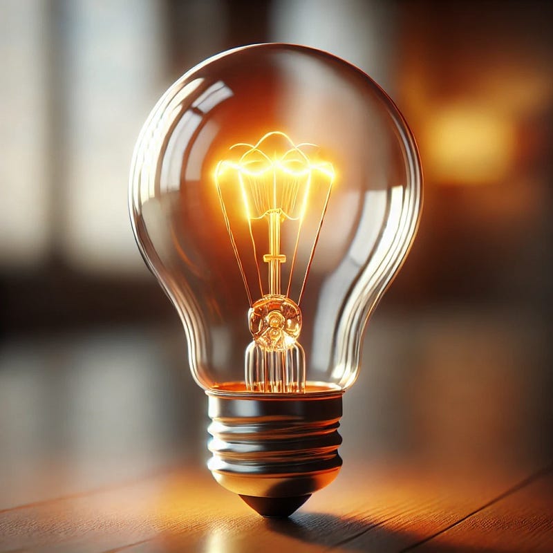 Light bulb on a table